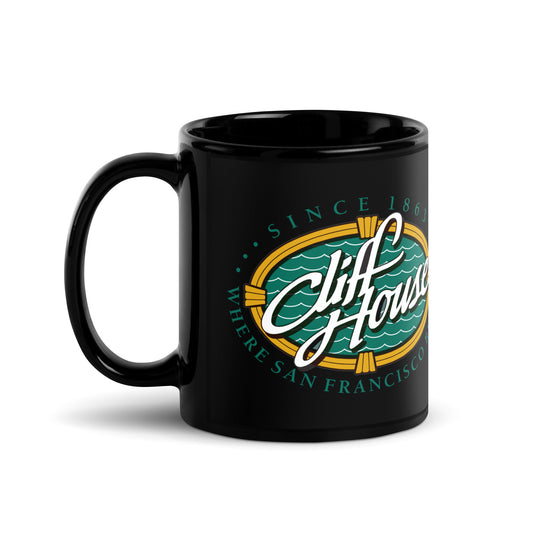 Cliff House Black Glossy Mug
