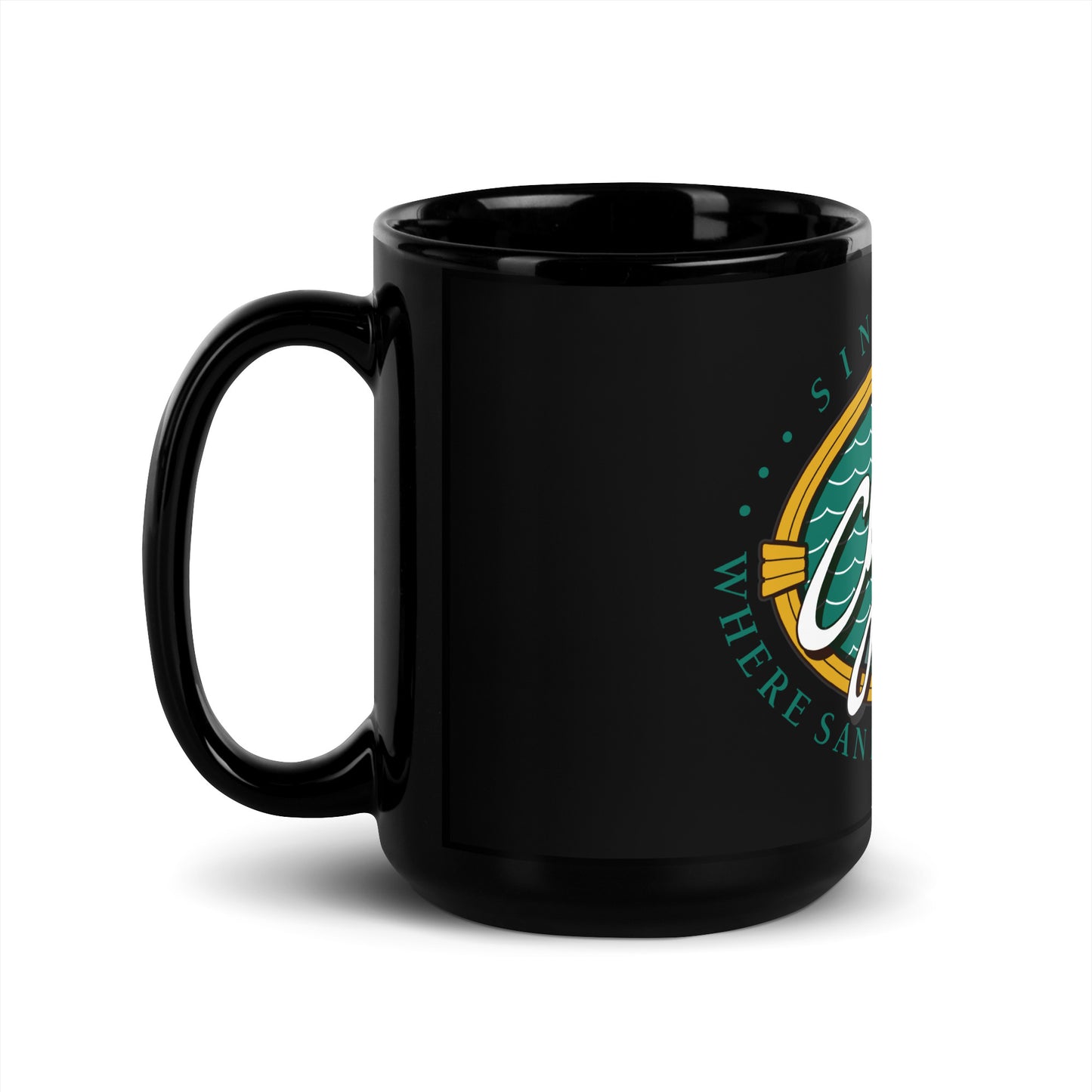 Cliff House Black Glossy Mug