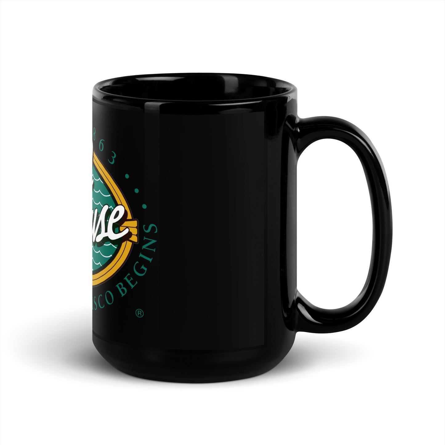 Cliff House Black Glossy Mug